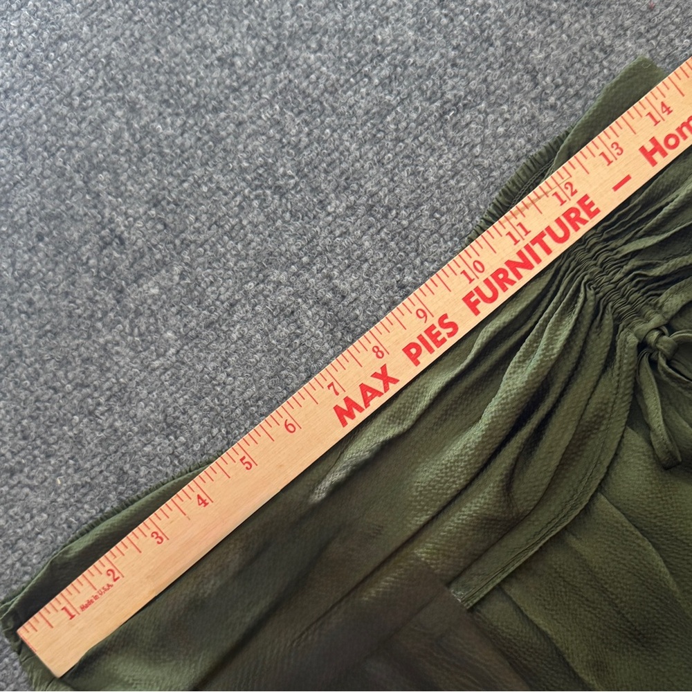 Aerie Smocked Ruched Mini Skirt NWT Green Tie Waist Flowy L - Picture 11 of 12